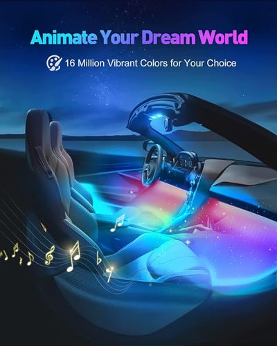 Luces interiores RGB para automóvil, diseño 2 en 1, 4 piezas