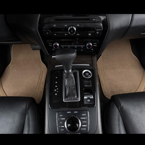 CAR PASS Alfombrillas de cuero beige impermeables con borde