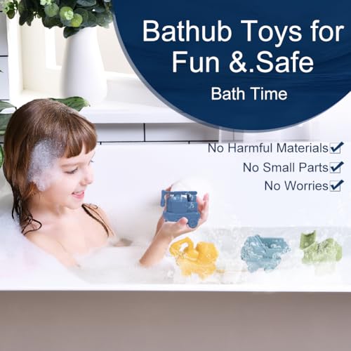 Juguetes de baño para vehículos, paquete de 4 juguetes de baño de sili