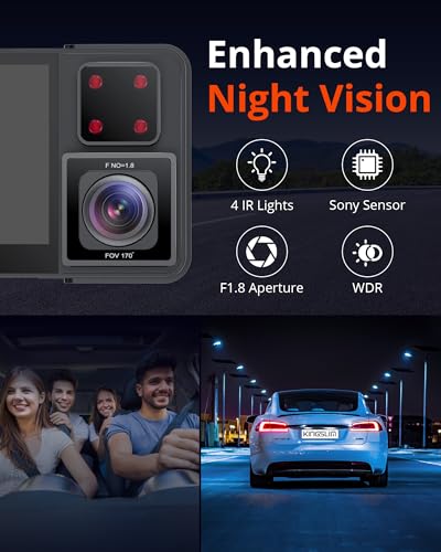 Kingslim D1 Pro Dual Dash Cam 4K Grabar Interior - Cámara de