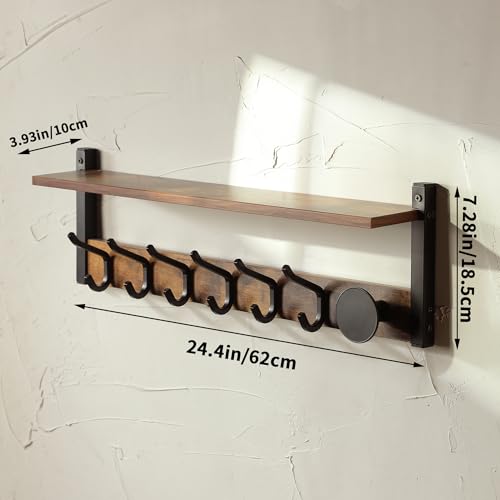 YIGII Perchero de pared con estante, estante flotante de par
