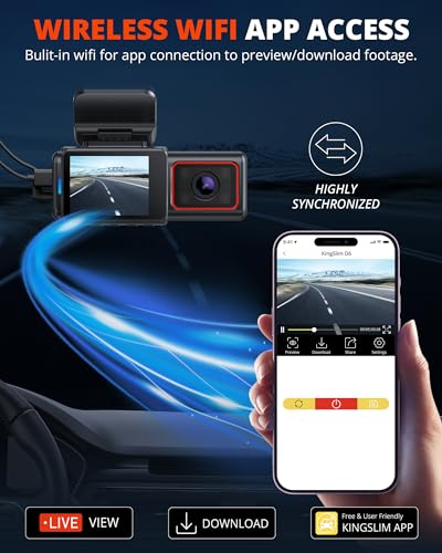 Kingslim D6-4K Dual Dash Cam - WiFi y GPS 4K frontal y 1080P
