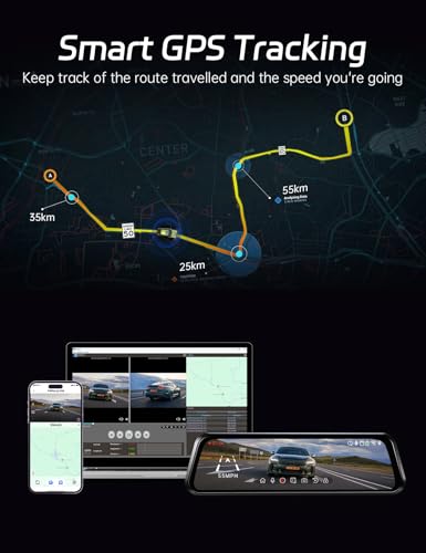 pelsee P10 Plus 4K WiFi espejo Dash Cam, cámara de espejo re