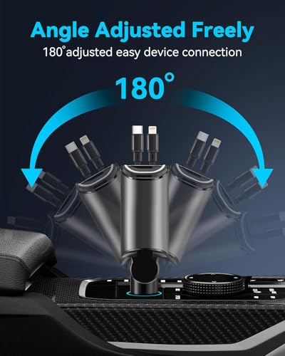 Miger Cargador retráctil de coche 4 en 1,100 W cargador de c