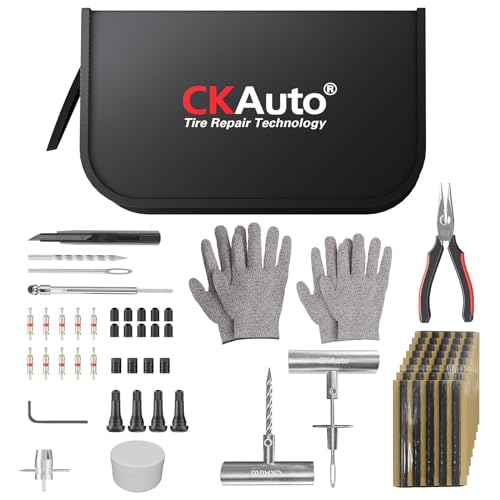 CKAuto Kit de reparación de tapones de neumáticos, kit de he