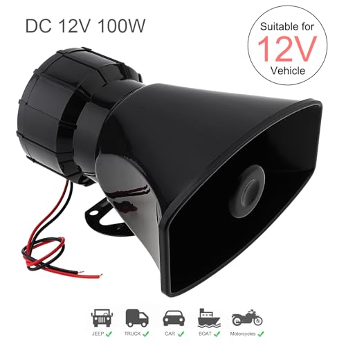 Cuerno de sirena de alarma con cable, DC 12 V 100 W sirena e