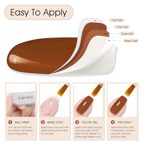 CANNI Esmalte de uñas de gel marrón, 1 unidad de esmalte de