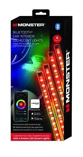 Monster - Luces LED multicolor Bluetooth para interior de au