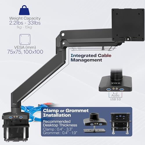 VIVO Brazo de monitor de aluminio resistente de alta calidad