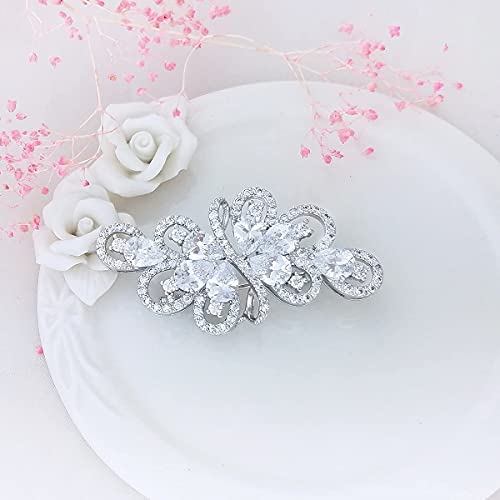 YOQUCOL Broche de boda con diamantes de imitación de circoni