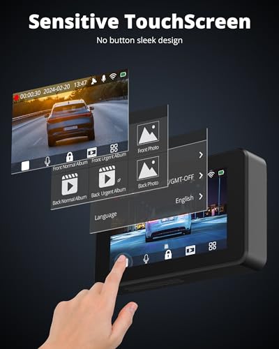 Kingslim Cámara de tablero frontal y trasera 4K, cámara de t