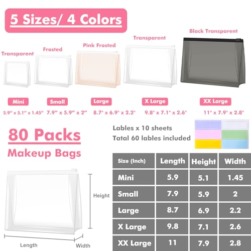 Circloophs Mini bolsas organizadoras de maquillaje transpare