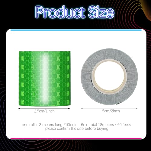 Zonon 6 rollos de cintas reflectantes de 6 colores, cinta re
