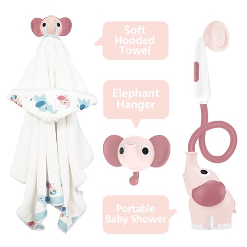 Yookidoo Juego de regalo de cabezal de ducha de elefante para bebé, in