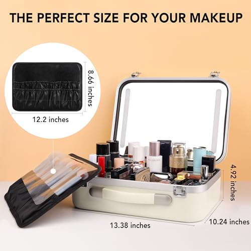 Estuche de maquillaje iluminado, Blanco, Estuche cosmético
