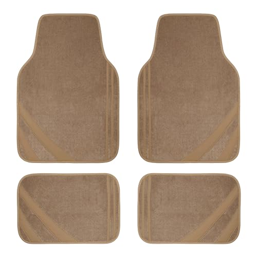 CAR PASS Alfombrillas de cuero beige impermeables con borde