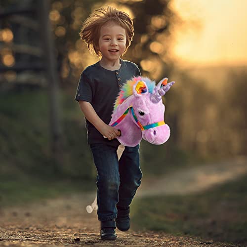 HollyHOME Caballo de palo de unicornio hecho a mano, caballo de pasati