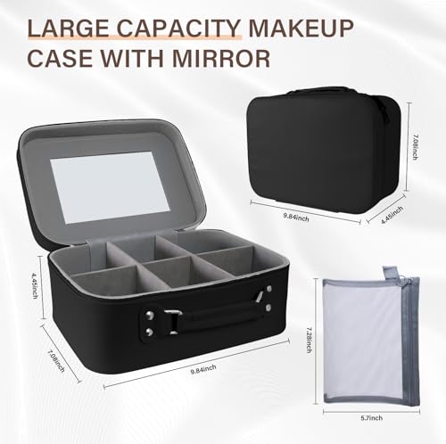 Elegante bolsa de maquillaje de viaje con espejo - bolsa de
