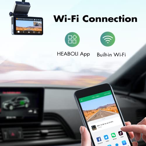 Cámara de tablero dual 4K frontal y trasera, Wi-Fi GPS, pant