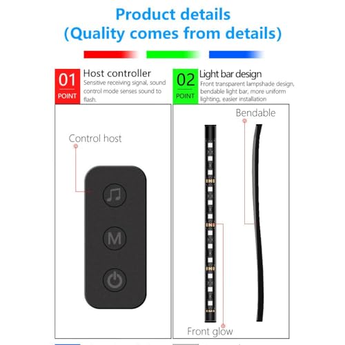 Luces LED RGB para automóvil, luces de escritorio inteligent