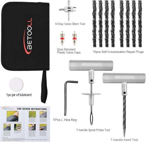 BETOOLL 24 kits de reparación de neumáticos, herramientas de