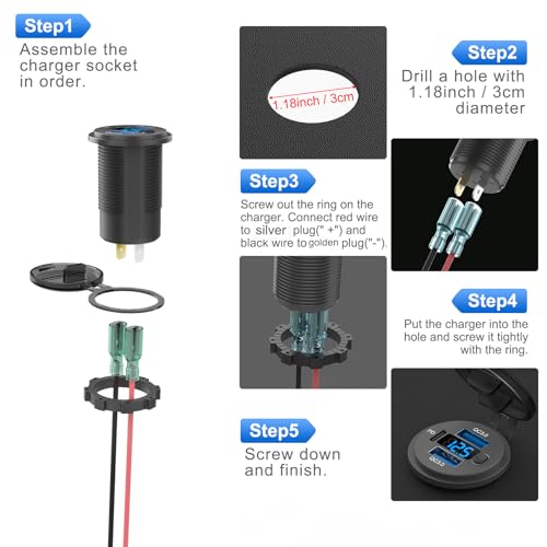Toma de corriente USB de 12 voltios de carga rápida dual 3.0