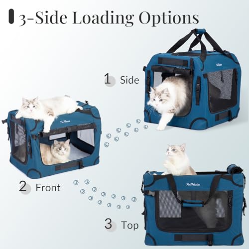 Transportador de gatos extragrande para 2 gatos, plegable de