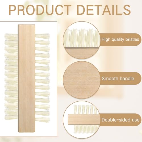 Patelai 12 Pack Wooden Nail Brush Two-sided Hand Fingernail
