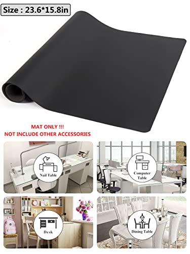 (Sólo MAT) Tapete de mesa negro para arte de uñas, almohadil