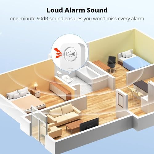 TOWODE Detectores de agua Sensor de alarma de 90 dB, alerta