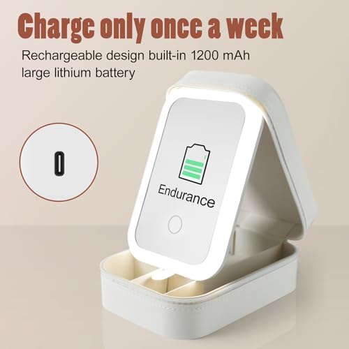 Joyero 2 en 1, bolsa de maquillaje de viaje con luz LED, est