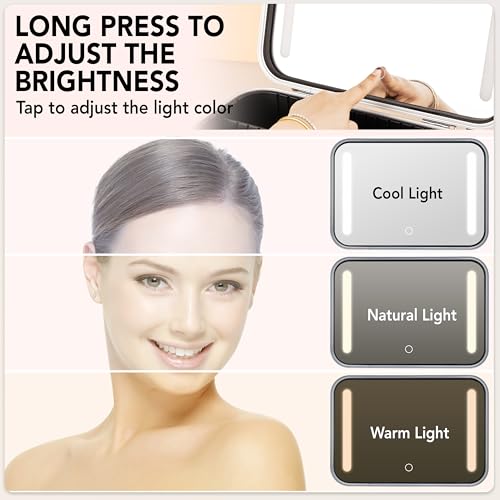 Estuche de maquillaje iluminado, Blanco, Estuche cosmético