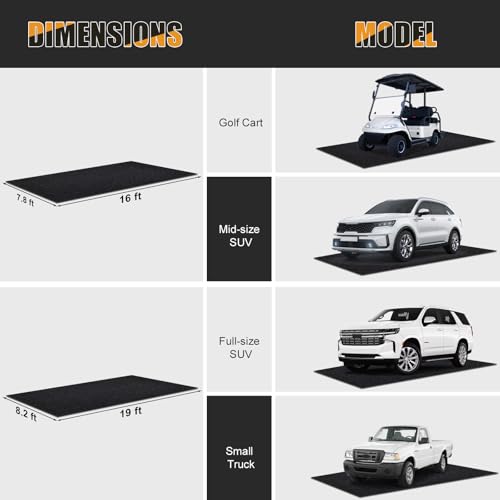 Tapete de garaje de 8.2 x 19 pies para SUV de tamaño complet