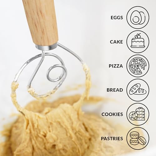 Zulay Kitchen Batidor de masa danés de 13 pulgadas, batidor