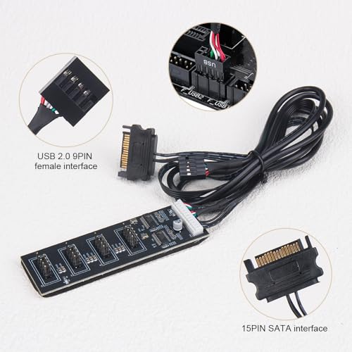 ZORZA Divisor de cabezal USB de 9 pines con alimentación SAT