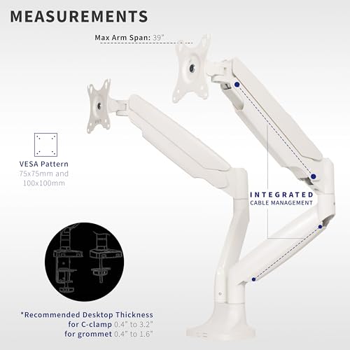 VIVO Brazo de monitor doble de aluminio de alta calidad para
