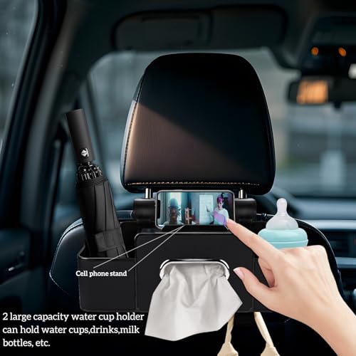 Organizador de asiento trasero de automóvil con pañuelo, caj