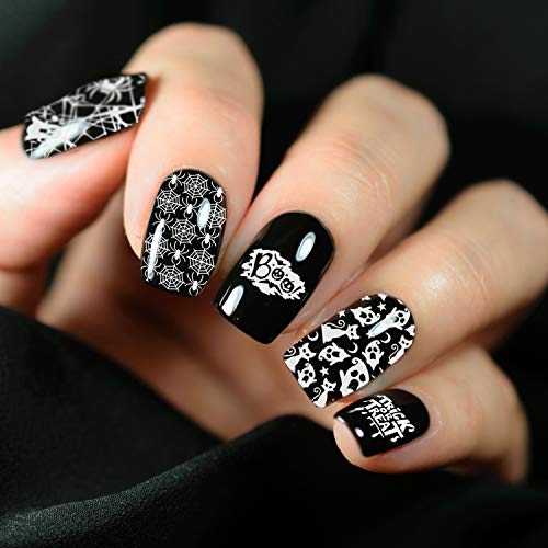 4 piezas de placas de estampado de arte de uñas de Halloween