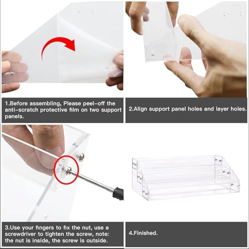 Kingtaily Soporte de estante de 3 capas de acrílico transpar