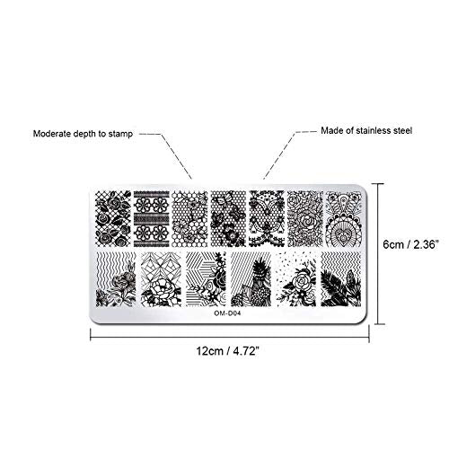 WOKOTO Juego de 5 placas de estampado de uñas para arte de u