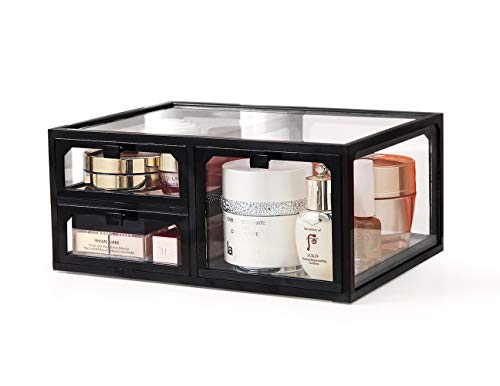 MOOCHI Organizador de maquillaje cosmético de vidrio vintage