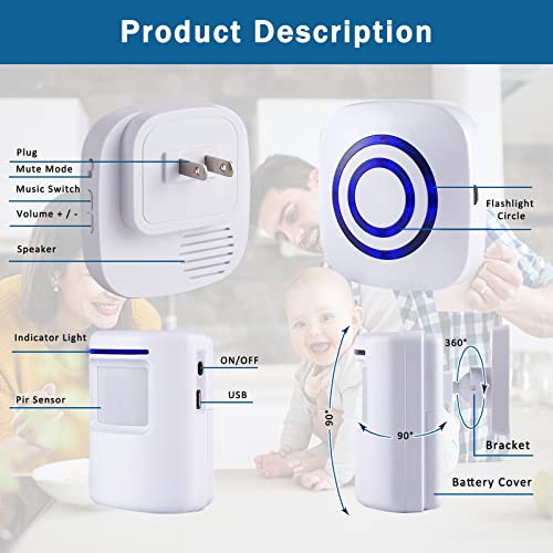 Seanme Alarma con sensor de movimiento, alarma de entrada in