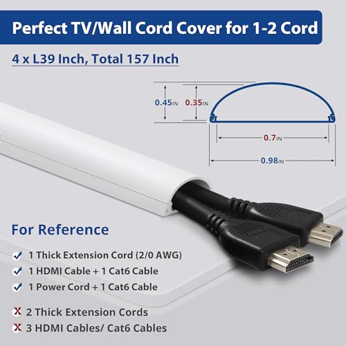 ZhiYo Corrector de cable de pared de 156 pulgadas (4 x 39 pu