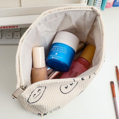 Bolsa de cosméticos Bolsa de maquillaje Preppy Cute Corduroy
