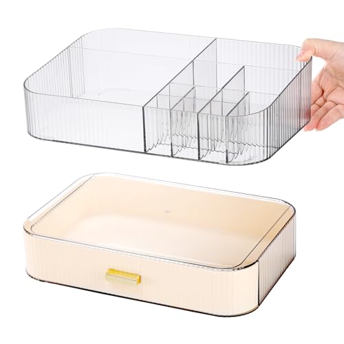 Organizador de maquillaje transparente con cajón, vitrina de