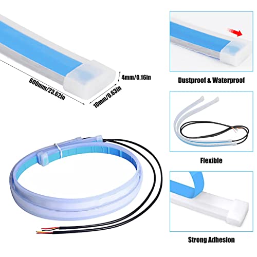 Tira de luces LED para automóvil, 2 tiras flexibles de 24 pu