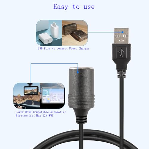 USB A macho a 12 V encendedor de cigarrillos de coche hembra