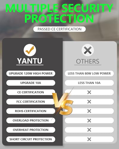 YANTU Inflador de neumáticos portátil de 120 W/10 A/CA, bomb