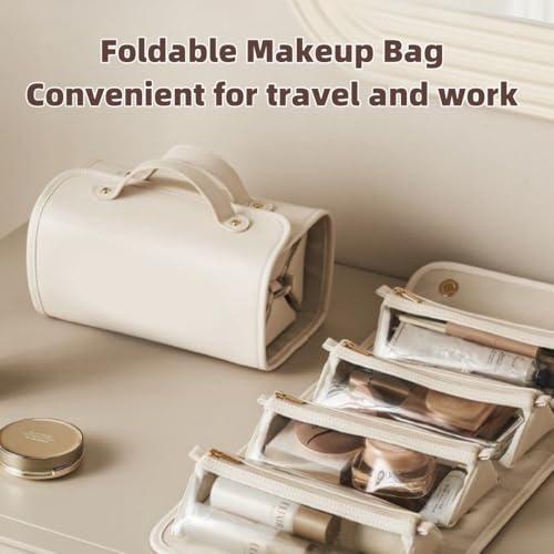 Bolsa de cosméticos plegable portátil 4 en 1, gran capacidad