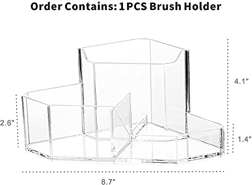 Cq acrylic Organizador de brochas de maquillaje, 3 ranuras p